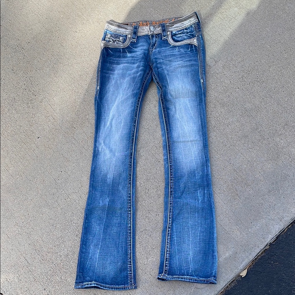 Rock Revival Classic Blue Boot Cut Jeans with Gradient Wash 26x33